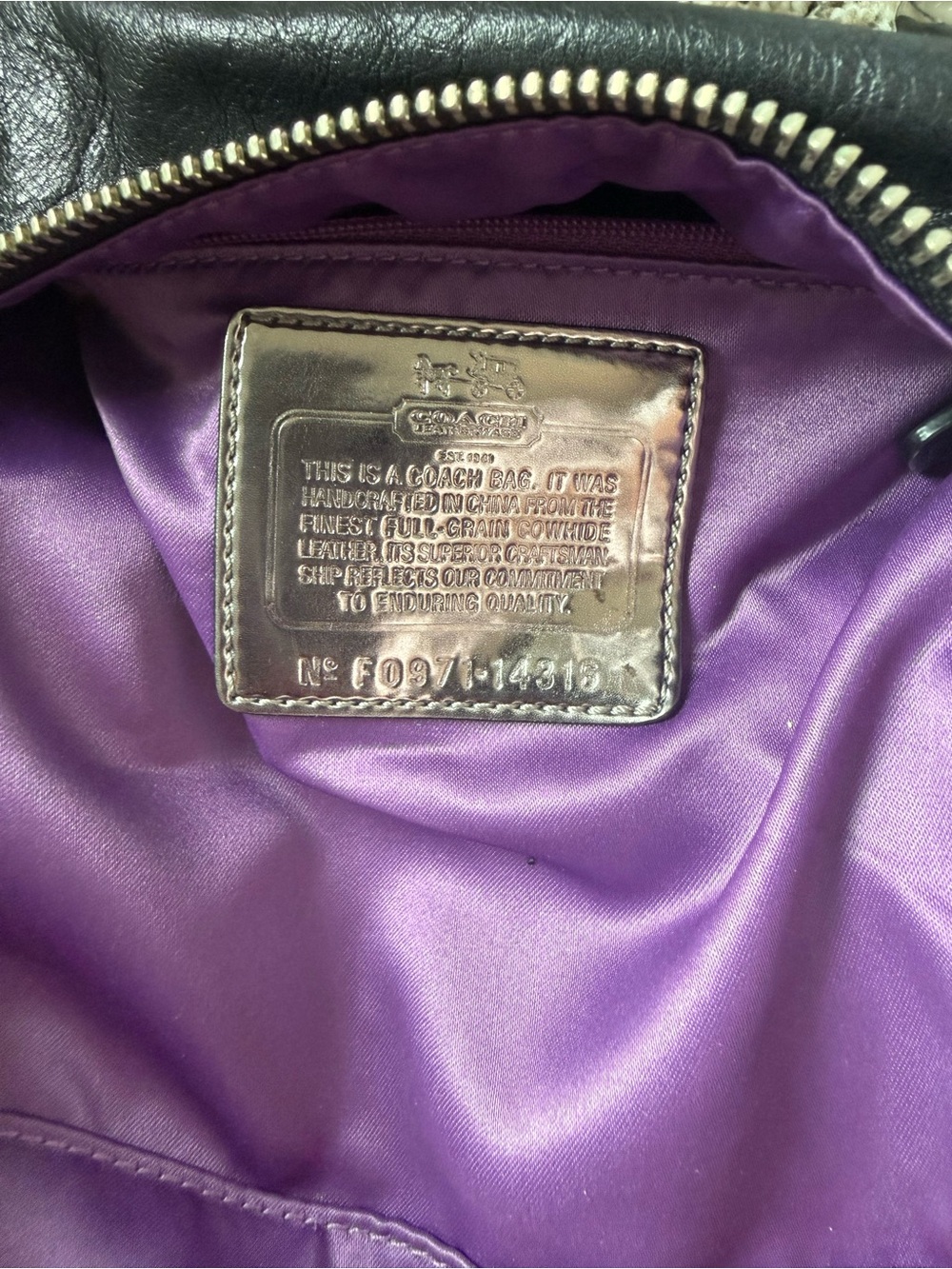 Coach Black Leather Bowling Bag with Silver Hardware - Picture 7 of 8